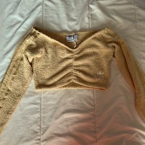 Size small, yellow adidas crop (crocheted)